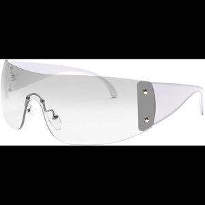 Trendy Oversized Shield Sunglasses with Star Details - Unisex